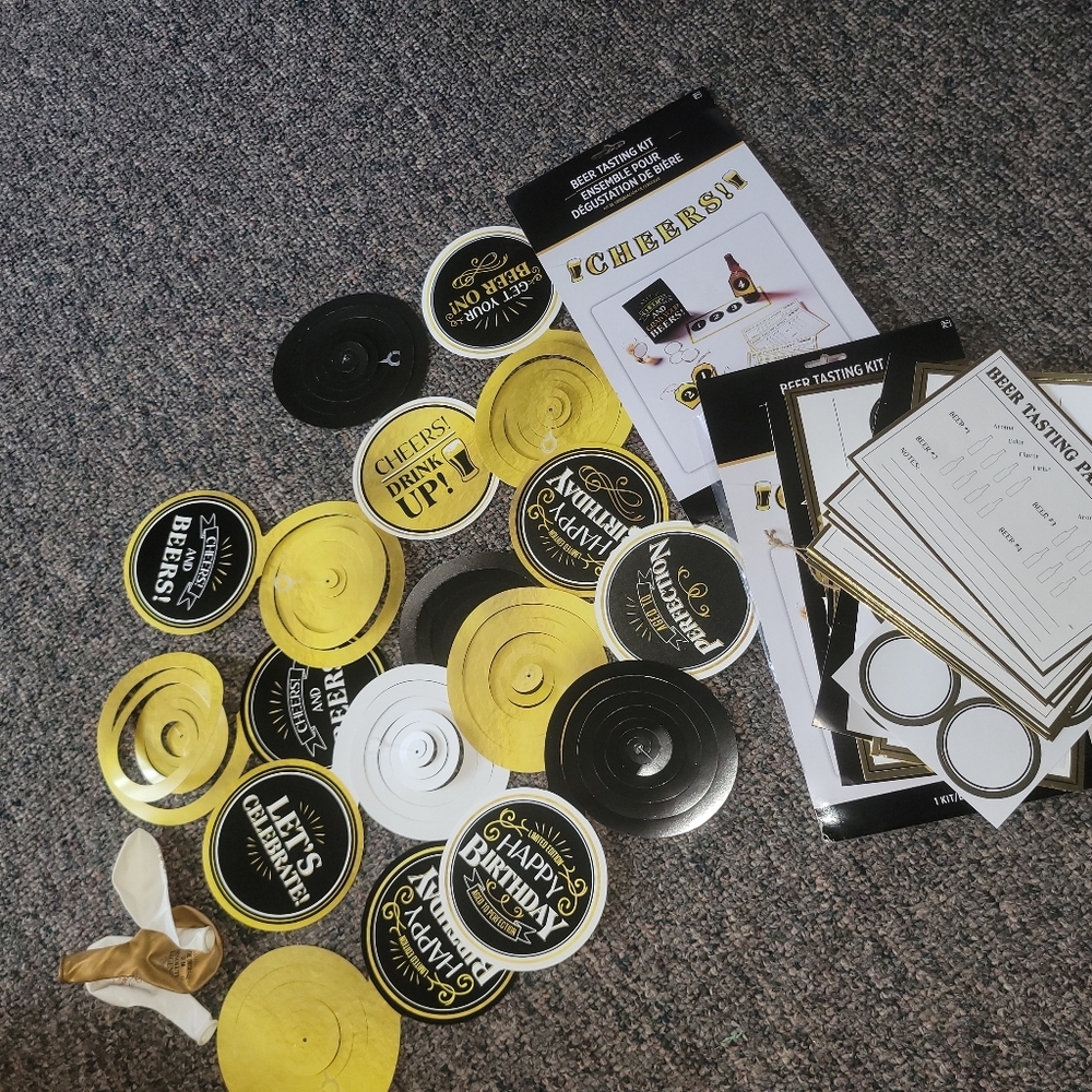 Gold and Black Beer Tasting Kit And Party Decor